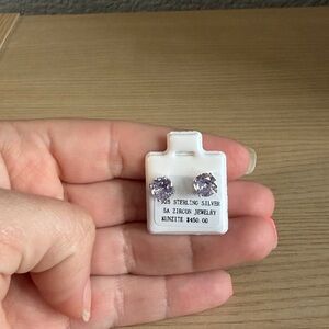 Sterling Silver Purple Zircon Earrings